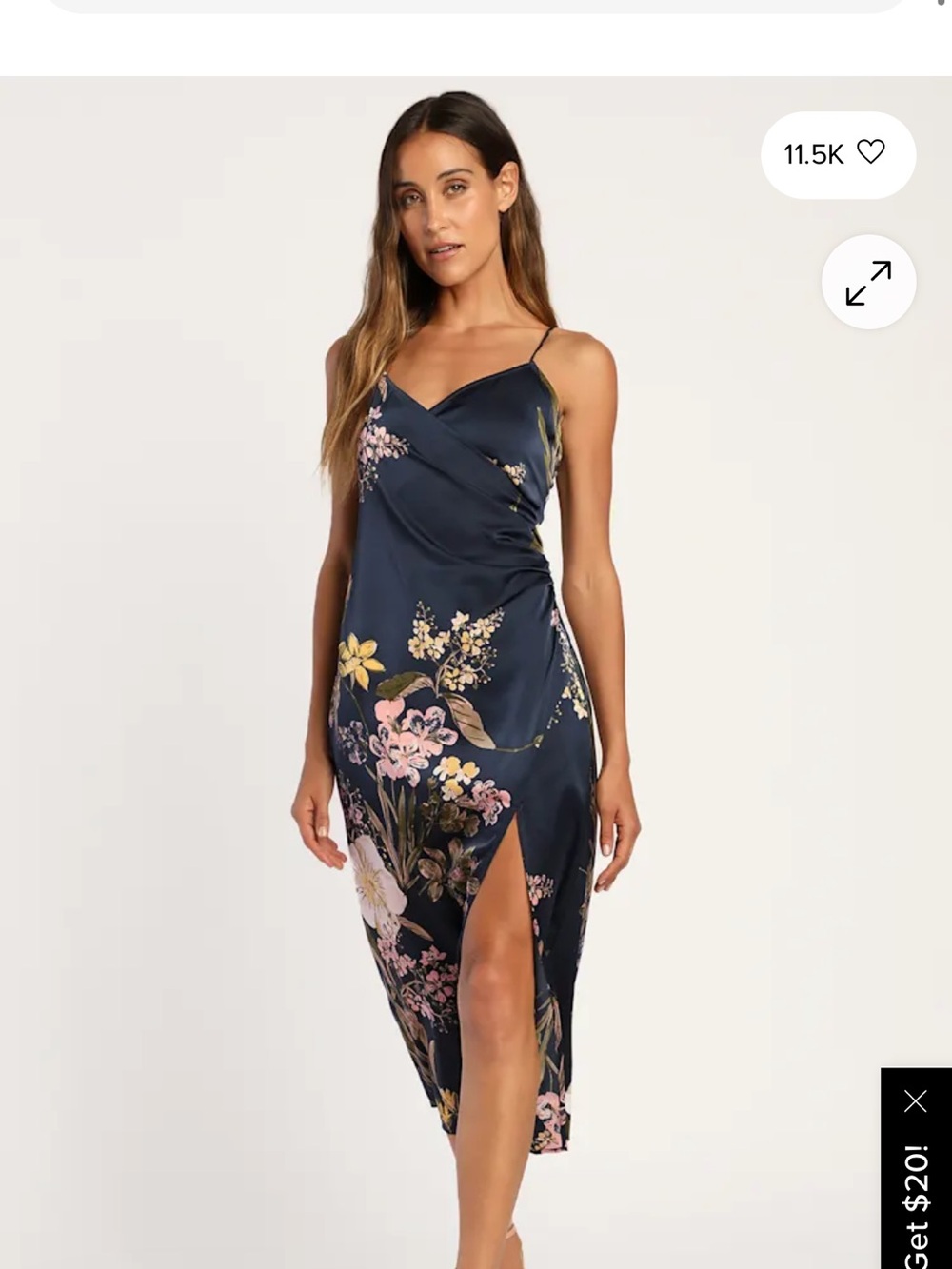 Lulus remarkable entrance midi floral Navy Dress -  Women- small